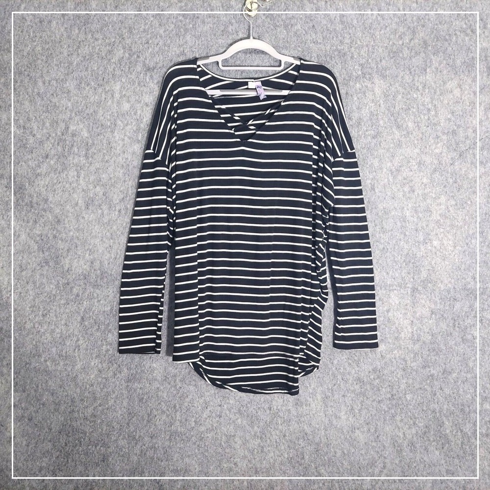 Alya Tunic L Dolman Long‎ Sleeve Striped Strappy Nautical Coastal Preppy Navy
